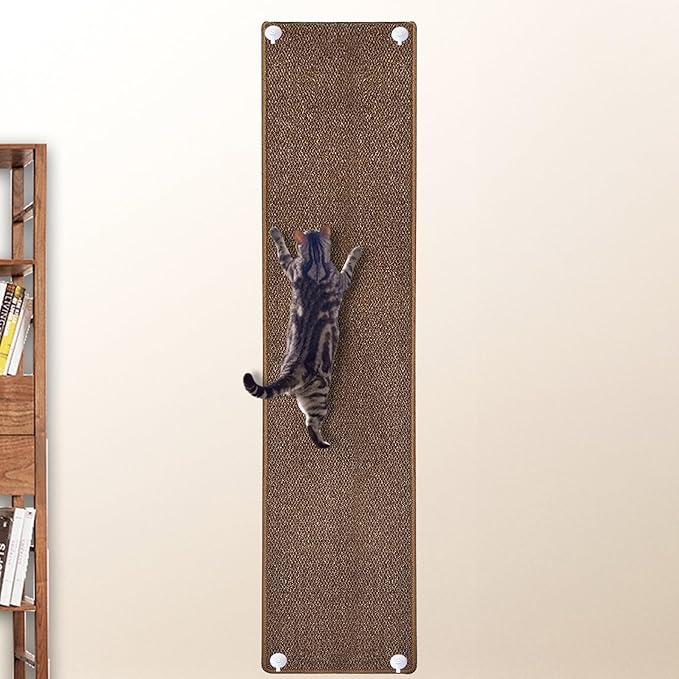 70.9"x 15.7" Thickened Extra Large Cat Wall Climbing Carpet with 10pcs Fixed Nails, Durable Cat Wall Furniture, Wall Scratcher, Scratching Post, Couch Sofa Protector, Brown