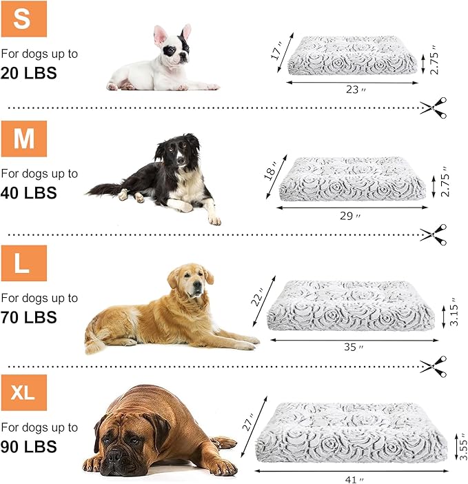 2 in 1 Dog Bed Crate Pad Mat Washable Reversible (Cool & Warm) Soft Fluffy Pet Kennel Beds for Large Medium Small Puppy Cat Sleeping Mattress Machine Wash Dog Cooling Mats (Dot Grey, 35" 23")