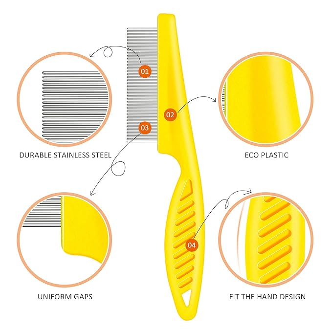 6 Pieces Pet Lice Combs Dog Grooming Flea Comb Cat Tear Stain Comb for Removal Dandruff, Hair Stain, Nit (White, Yellow, Green, Purple, Orange, Dark Blue)