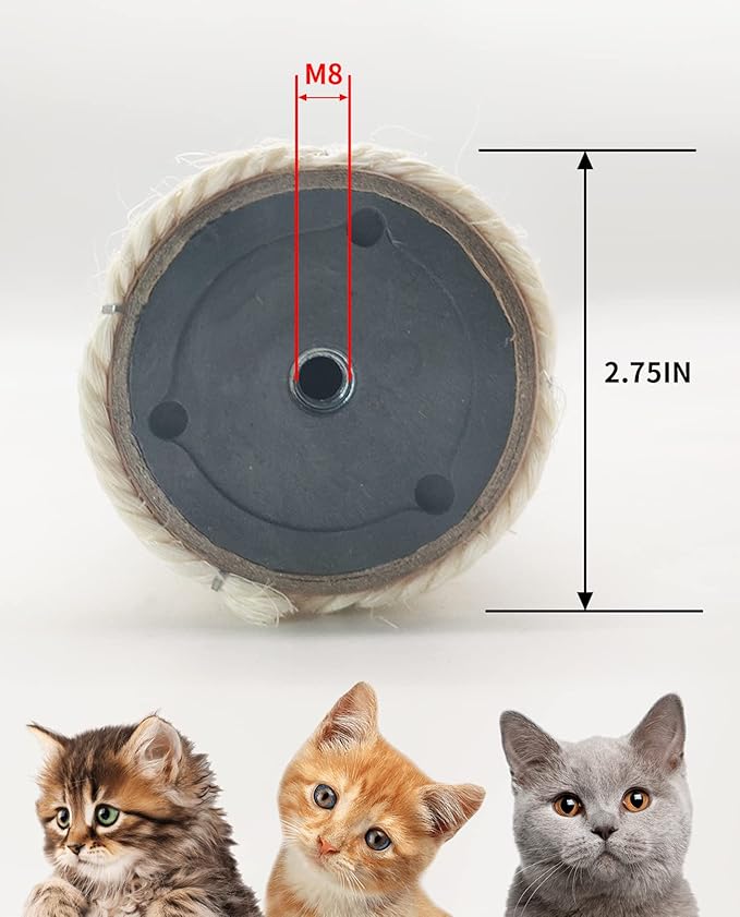 BNOSDM 4 Pcs M8 15”x2.75” Cat Tree Scratching Post Replacement Parts for Indoor Cats Tower Rope Scratch Poles Refill Sisal Pole Part for Refurbishment Hemp Kitty Furniture Accessories Spare