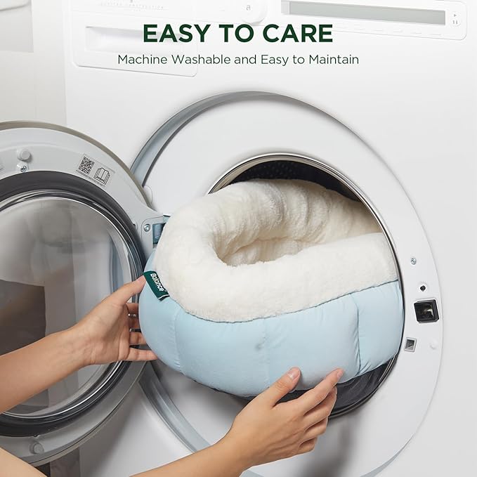 BALANCE Round Cat Beds for Indoor Cats - Donut Dog Beds for Small Dogs, Washable Pet Bed for Puppy and Kitten with Anti-Slip Bottom