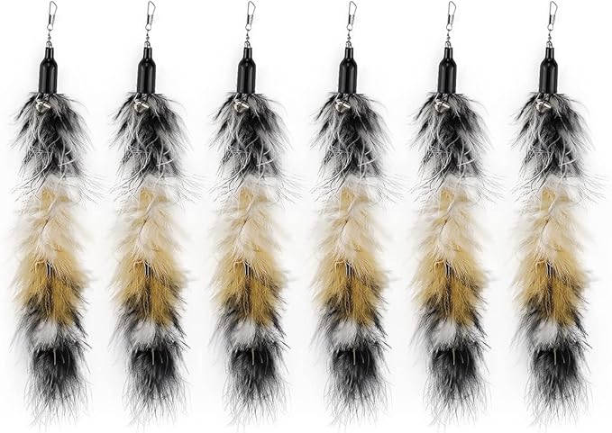 6 PCS Replacement Plumes Interactive Cat Toy Refills Cat Toy Wand Replacement Teaser Refills for Cat Kitty Toys