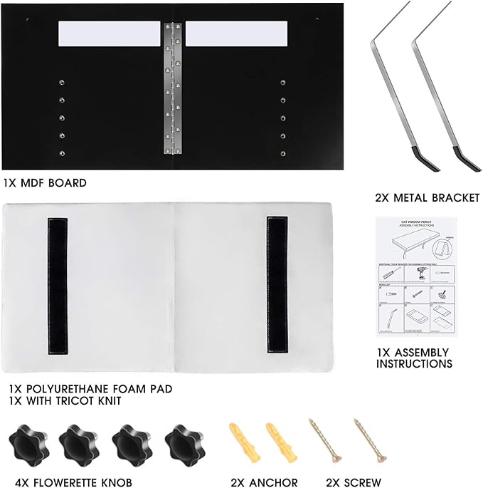 Topmart Pet Cat Window Seat Wall Mount Perch House Pets Furniture Saving Space All Around 360° Sunbath for Cats,Durable Steady Cat Shelf for Kitten