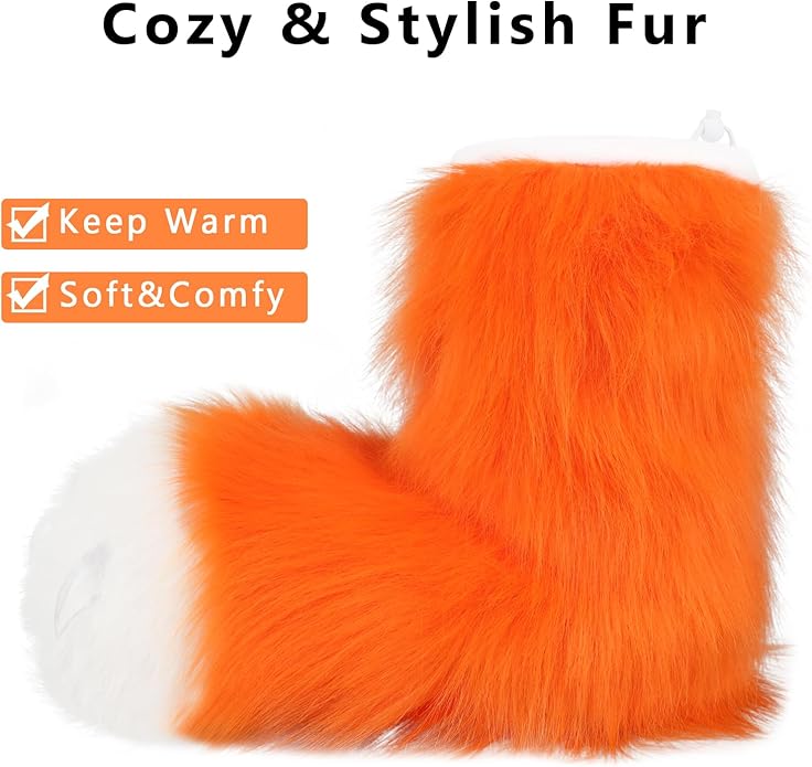 Animal Fuzzy Slippers Bear Cat Wolf Dog Fox Fursuit Feet Paw Claw Shoes Furry Boots Costume Accessories for Adult Kids