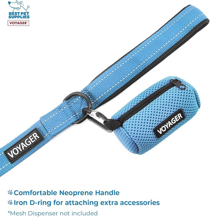 Voyager Step-in Lock Adjustable Cat Harness w. Cat Leash Combo Set with Neoprene Handle 5ft - Supports Small, Medium and Large Breed Cats by Best Pet Supplies - Baby Blue/Black Trim, XXS