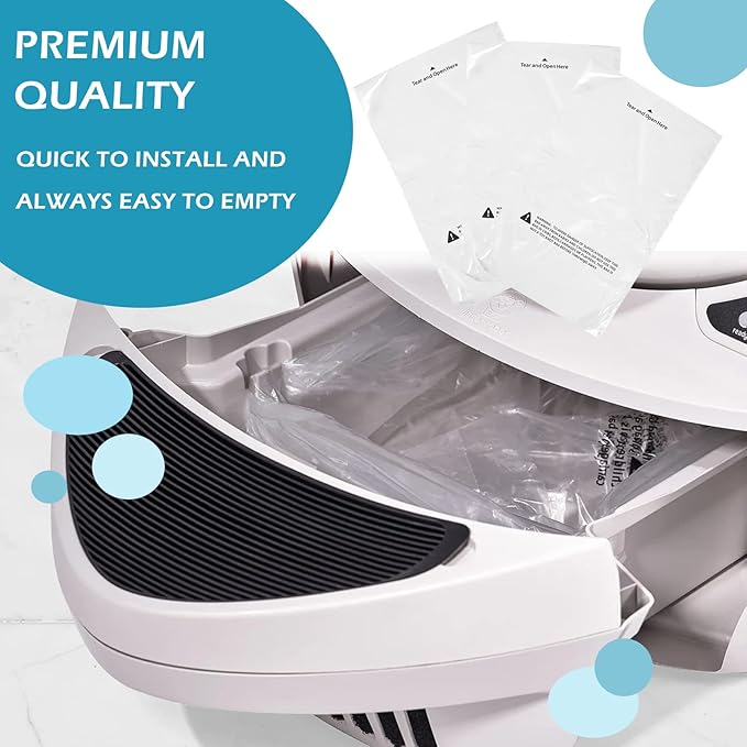 120 Count Waste Drawer Liners Bags Compatible with All Litter Box Robot Models, 9-11 Gallons Litter Box Liners