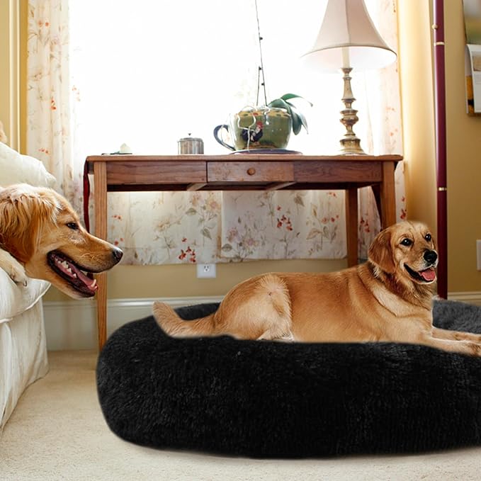 Nisrada Dog Bed for Small Medium Large Dogs, 27 inch Calming Dogs Bed, Washable-Round Cozy Soft Pet Bed for Puppy and Kitten with Slip-Resistant Bottom