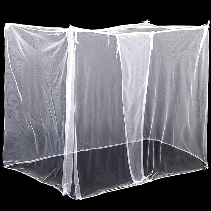 4 Corners Mosquito Net for Mosquiteros para Camas Bed Canopies Netting Bed Drapes Rectangular Mosquito Mesh for Camping Home Outdoor Travel Dormitory(White,L75 X W47 X H59 Inch)