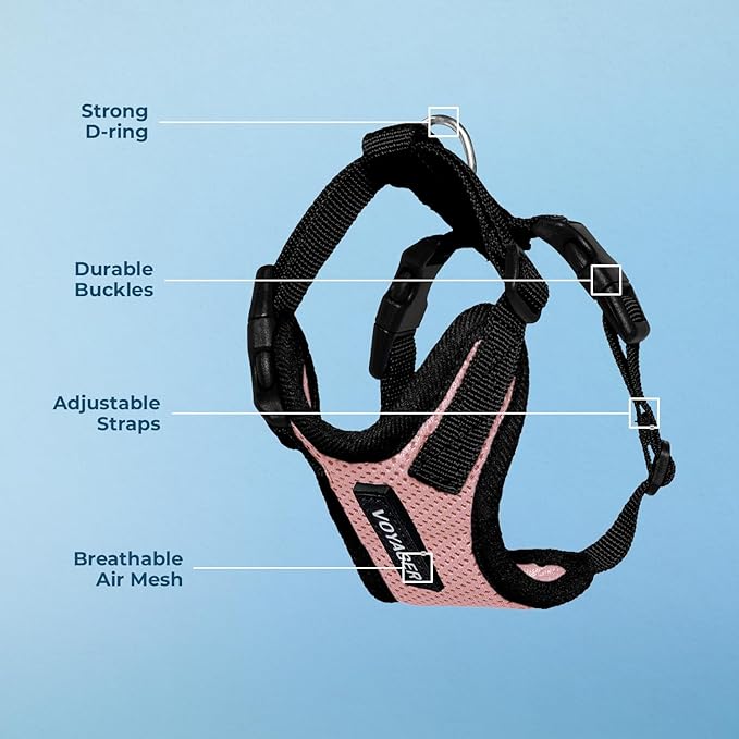 Voyager Step-in Lock Pet Harness - All Weather Mesh, Adjustable Step in Harness for Cats and Dogs by Best Pet Supplies - Pink/Black Trim, XL
