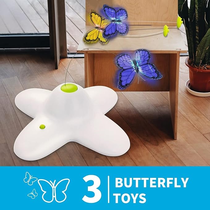 ALL FOR PAWS Cat Interactive Toys for Indoor Cats Kitten Wand Toy, Fluttering Butterfly, Cat Fun Playing Toys Kitten Toys (Flutter Bug)