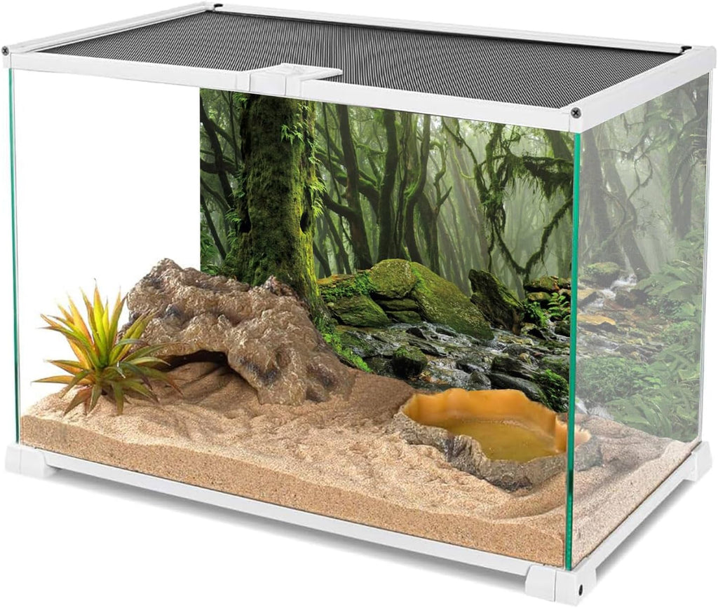 AWERT Foggy Forest Terrarium Background Stream Green Huge Tree Reptile Habitat Background Tropical Rainforest Aquarium Background 36x24 inche36x24in90x60cm