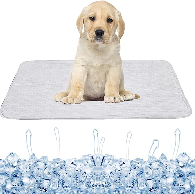 SEIS Dog Ice Pad Ice Silk Cats Kennel Mat Pet Cooling Pad Summer Cool Bamboo Mat Breathable Pad (Solid Gray, M