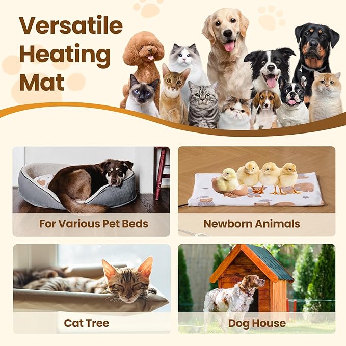 Bearhug Large Dog Heating Pad, Pet Heating Pad 35"×24"[Two Replaceable Cover] Adjustable Temperature Heated Cat Bed with Steel-Wrapped Cord, Waterproof and Chew-Resistant for Whelping Box for Dogs