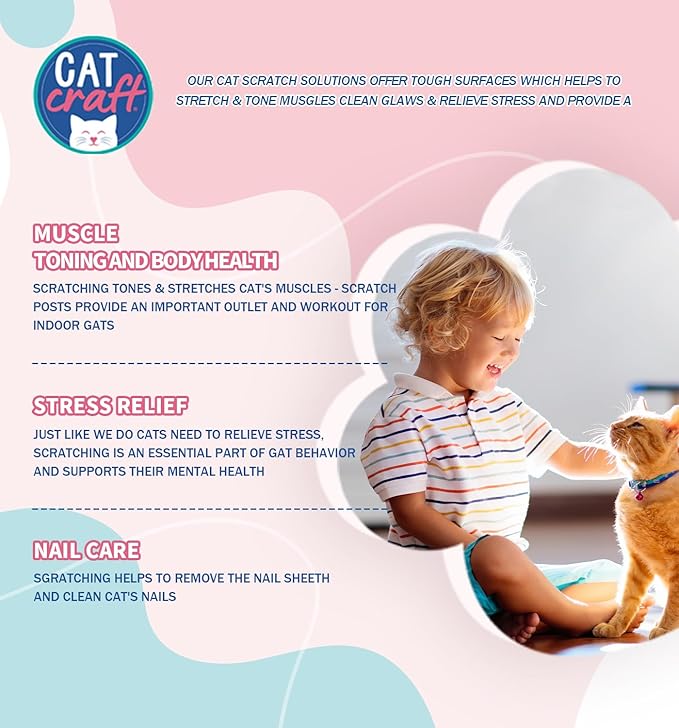 Cat Scratching Post Kitten Scratcher Sisal Scratch Posts Basic with Hanging Ball for Indoor Cats, Integrated Cat Toys, Brown