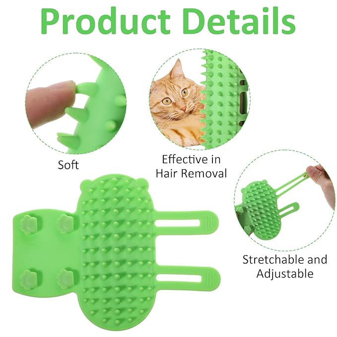 2PCS Cat Self Groomer Brush, Adjustable Cat Face Scratcher Silicone Cat Combs Cat Massager for Climbing Frames Table Legs Long and Short-Haired Kitten Cats(Green)