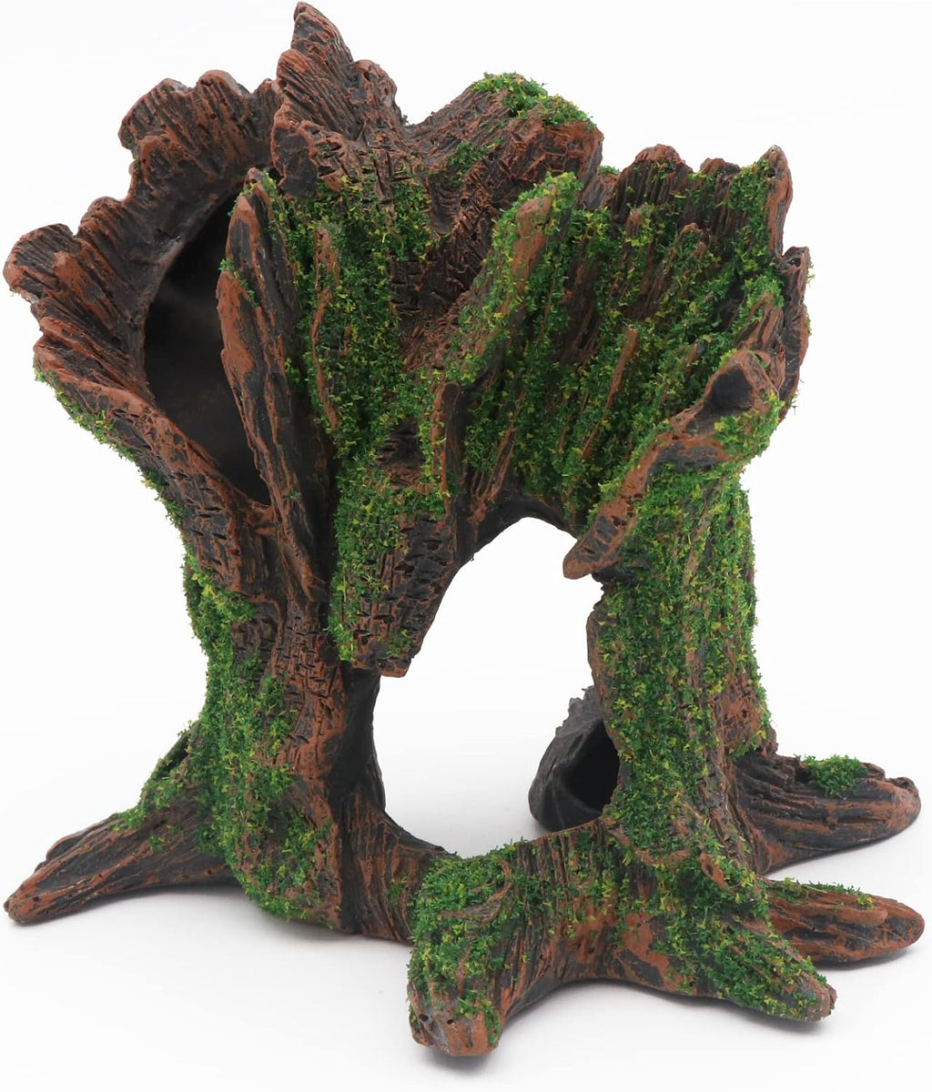 AQUA KT Aquarium Landscape Tree Stump Trunk Hollow Betta Cichlid Cave Rocks for Fish Hiding Tank Decoration Decorations