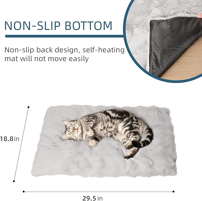 Self Warming Cat Mat Self Heating Cat Bed 30" x 20" Thermal Cat Mat Extra Warm Dog Bed Cat Beds for Indoor and Outdoor Cats Pet Heating Pad for Kittens Small Puppy Pets with Washable Removable Cover
