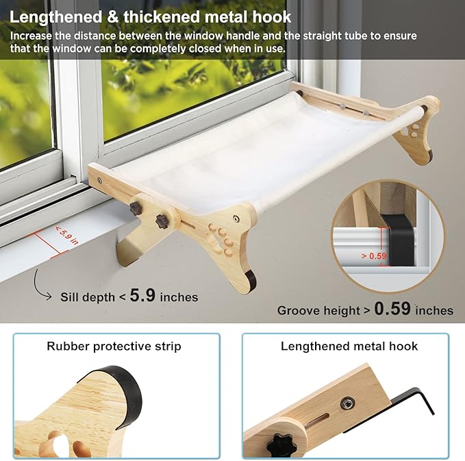 Cat Window Perch 【Window/Floor Double-use Cat Hammock】 Cat Hammock for Large Cats Free-Standing Cat Sleeping BedCat Shelves for Windowsill, Floor, Bedside, Cabinet Holds Up to 40 lbs