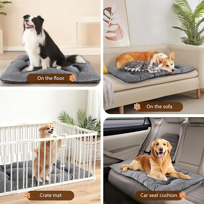 Nobleza Warm Dog Sleep Bed Mat for Cold, Winter Self-Heating Beds Pet Cat Crate Pad Fluffy Comfy Kennel Anti-Slip for Small Medium Dog Kitten, Lightweight Sleeping Dog Travel Mat for Outdoor Indoor