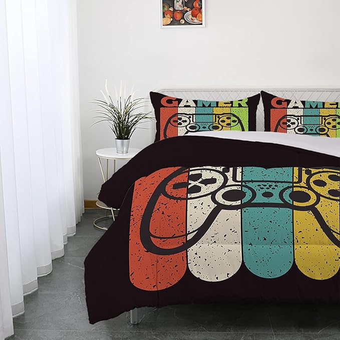 AILONEN Gamer Comforter Set for Teen Boys - Gaming Bedding Set with 3 Piece 1 Comforter and 2 Pillowcases