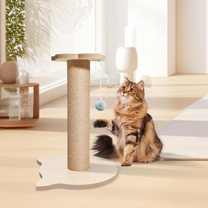 18” Tall Cat Tree for Kittens, Jute Scratching Post with Hanging Ball for Kitten & Adult Cats, Small Cat Tower with Toys, Cat Activity Tree Indoor