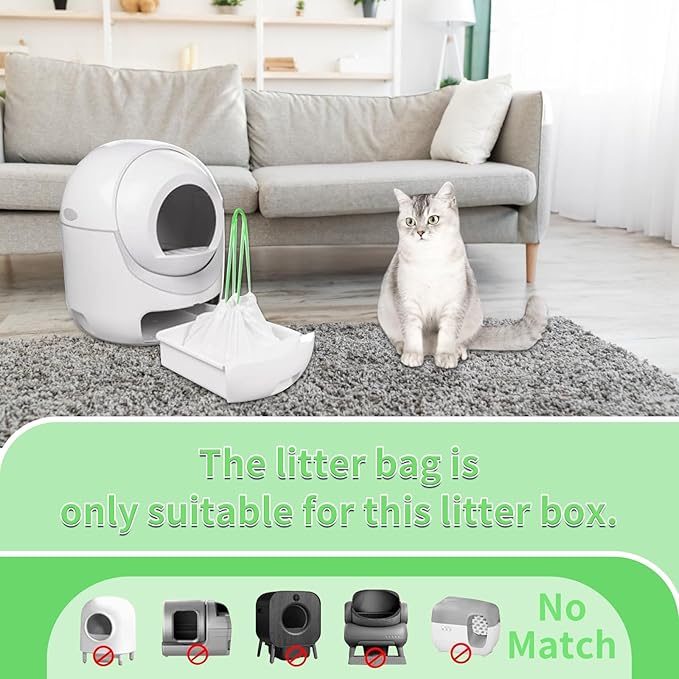 120 count Cat Litter Bags with Drawstring,Cat Litter Liners Durable Pet Cat Pan Liners Extra eplacement Waste Bags -22" x 12"