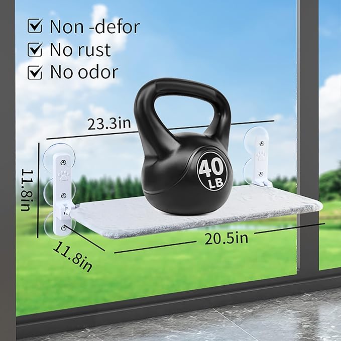 Cat Window Perch, 6 Suction Cups 20‘’ Cat Window Hammock for Large Cats, Foldable Cat Bed Seat Cat Window Shelf for Cats Inside, Holds Well for Heavier Cats Easy to Adjust