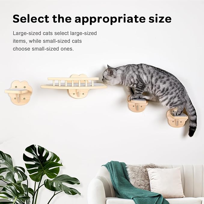 Cat Wall Shelves with 3 Steps and Hammock Cats Wall Furniture for Medium/Small Cats for Climbing Shelf Play Area.