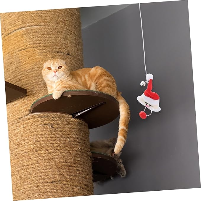 4Pcs Cat Santa Clause Interactive Toy Funny Teaser Stick for Cats Random Training for Engaging Play and Exercise