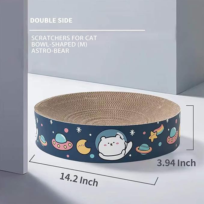 Potato Brothers-Pet Toys- Fetch Mate, Scratchers for Cat, Light Weight, Convenient for All Locations (Bowl-Shaped) Both Sides … (Astro-Bear)