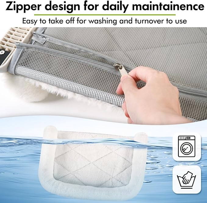 Cat Window Sill Perch with Large Bolster, Easy to Adjust & Assemble Cat Window Seat for Windowsill & Bedside, Cat Hammock Bed for Large Cats and Kittens (White, M)