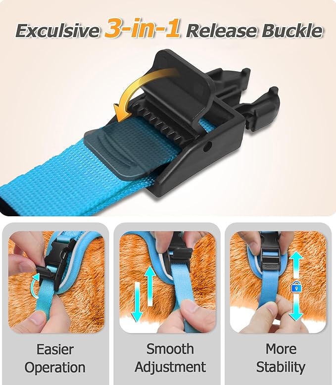 Halypet Cat Harness and Leash Set [MAX Safety 4th-Gen Upgrade] Escape Proof Adjustable Cat Leash Comfortable Soft Vest Easy to Wear Kitten Harness with Reflective Strip for Cats Walking, M SkyBlue