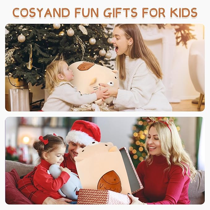 24" Giant Cute Kitten Plush Squishy Pillow Toy, Soft Cat Stuffed Animals, Big Kitty Pet Cushion Plushies Gift for Kids Girls Boys, Birthday