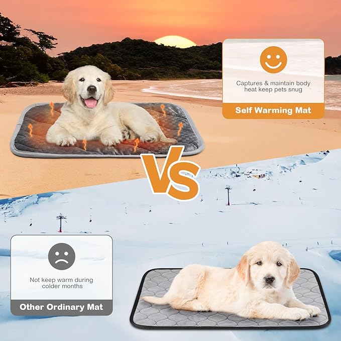 4 Pack Self Warming Cat Mat Self Heating Cat Pad Warm Thermal Pet Bed Washable Dog Crate Pad Body Heat Dog Cat Bed Mat Blanket Non Slip Bottom for Outdoor Indoor Pets (20 x 28 Inch)