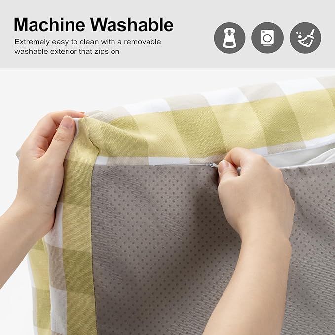 MEWOOFUN Pet Sofa Bed for Medium Pets Cat Couch Cat Bed with 26×19×13 Inch Removable Washable Cover Nonskid Bottom Puppy Couch Pet Bed up to 25 lbs (Yellow & White)