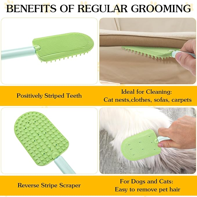 3PCS Cat Tongue Comb, Cat Grooming Brush, Cat Brushes for Indoor Cats, Cat Brush for Shedding, Cat Comb for Long Haired Cats, Pet Ice Cream Massage Comb, Easily Removes Fur Reducing Hairballs (Blue,