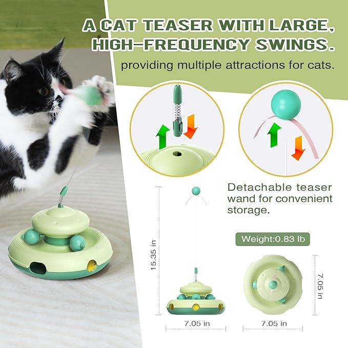 3-in-1 Interactive Cat Toy for Indoor Cats - Exciting Teaser Wand, Ball Track, and Whack-a-Mole Game - No Batteries Needed, Sturdy and Safe - Ultimate Mental and Physical Stimulation