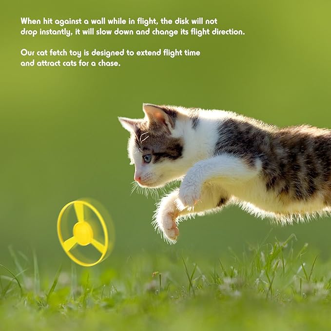 45 Pcs Cat Fetch Toy with Colorful Flying Propellers Set Cat Interactive Toys Playing Tracking Propeller Toy for Indoor Outdoor Kitten Training Chasing Training Hunting, Dinosaur Style