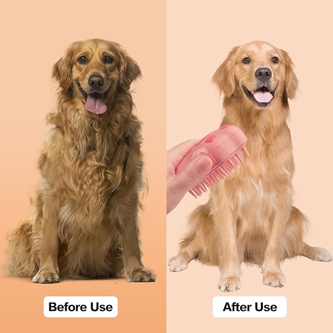 3in1 Cat Steam Brush,Multifunctional Rechargeable Cute Steamy Pet Brush for Short Or Long Hair Cats/Dogs To Massage/Clean/Eliminate Flying&Tangled Hair With USB Cable-Pink Cat Paw