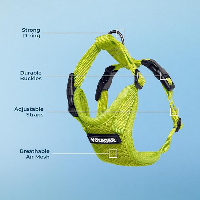 Voyager Step-in Lock Pet Harness - All Weather Mesh, Adjustable Step in Harness for Cats and Dogs by Best Pet Supplies - Lime Green, L