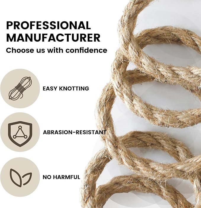4mm Nature Jute Twine, 164 Feet Jute Rope for Cat Scratching Post DIY Arts Crafts Gardening Bundling Home Decor