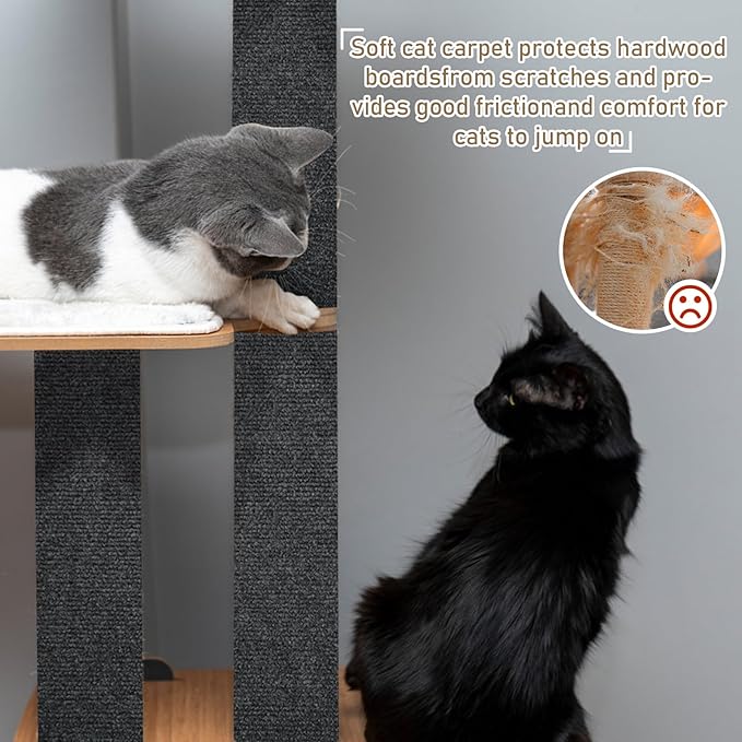 Cat Scratching Climbing Carpet Mat, Self-Adhesive Trimmable Anti Cat Scratcher Couch Furniture Protector from Cat Claws, Cat Post Covered Pad Replacement for DIY Cat Tree (Dark Gray, 15.8" x 79")