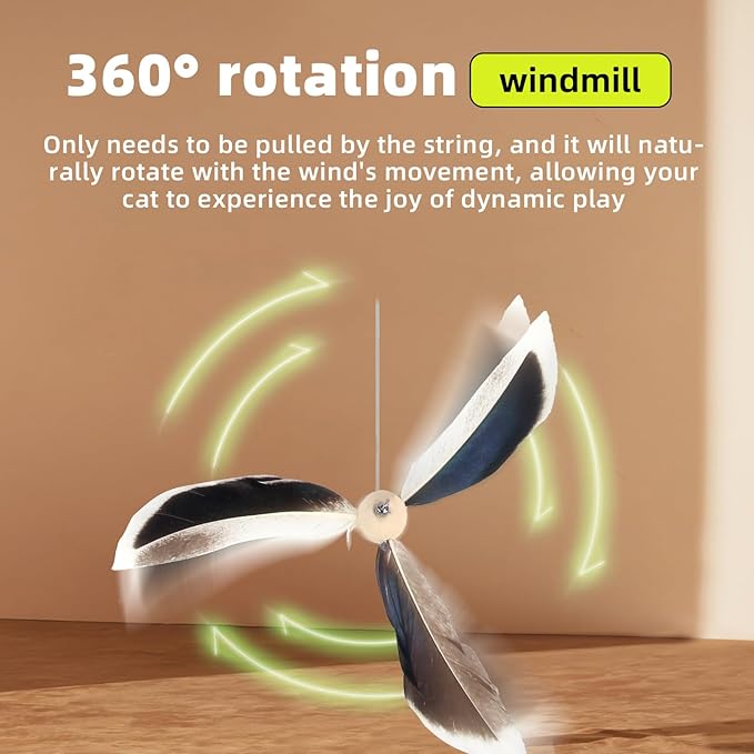 ALL FOR PAWS Cat Real Feather Toy Kitten Cat Wand Toy Kitten Teaser Toys Telescopic Wand Kitty Cat Enrichment Toy for Indoor Cats