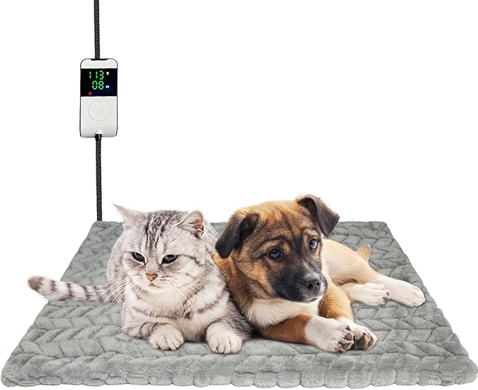 Heated Dog Bed, Completely Chew-Proof Cord Cat Heating Pad, Waterproof Adjustable Temperature Dog Heated Mat, Pet Heating Pad for Puppy Kitten, Electric Pads for Pregnant New Born Pet (M)