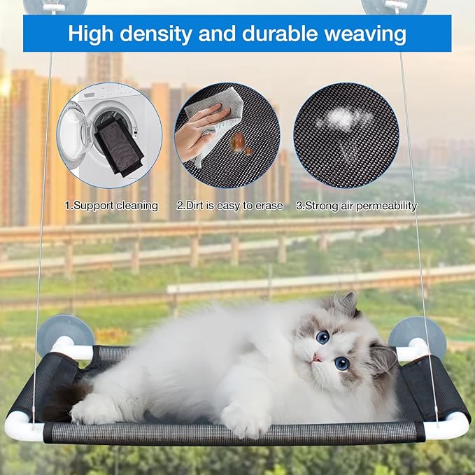 Cat Window Perch,Cat Window Hammock for Indoor Cats,Easy to Adjust Suction Cup Cat Bed for Window,Cat Shelf Cat Couch for Large Cats