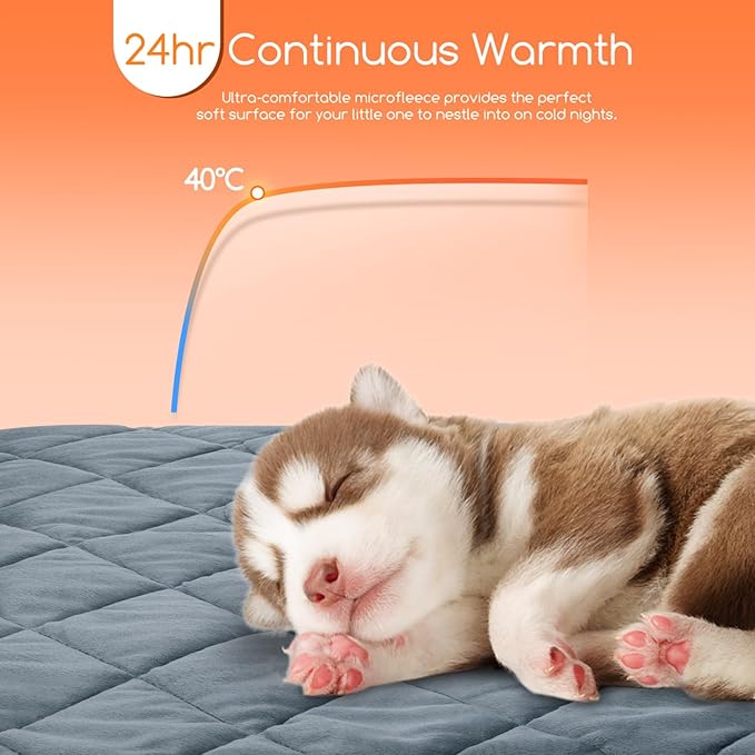 Nobleza Self Warming Pet Pad, Extra Warm Thermal Dog Crate Pad for Indoor Outdoor Pets, Washable Anti-Slip Kennel Mat for Medium Small Dogs and Cats, 28" × 19" Grey