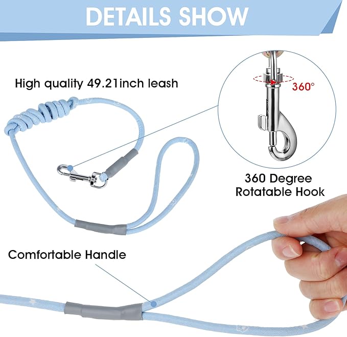 TIESOME Cat Harness and Leash Set, Adjustable Gradient Kitten Harness Escape Proof Harness with Leash for Kitty Outdoor Walking (Sky Blue)