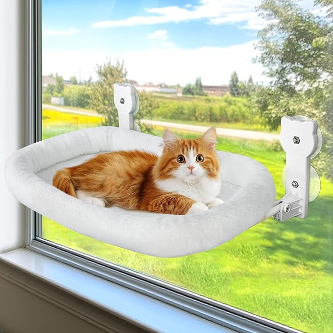 Cat Window Perch, Cat Bed Window Cushion, Soft and Comfortable Cat Window Hammock for All Seasons, Simple Install and Easy Clean Upgraded Suction Cups Hold up to 40lbs