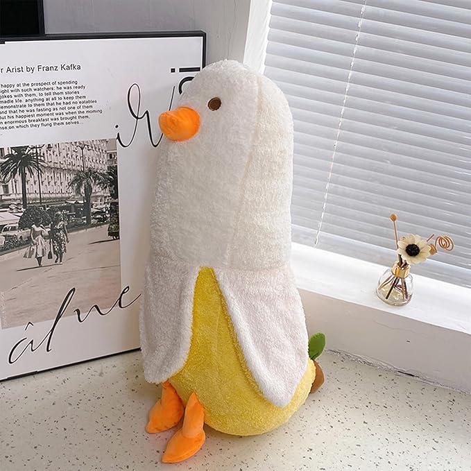 Banana Duck Plush, 27.6" Duck Stuffed Animal, Cute Soft Banana Plushie Hugging Pillow Doll Toy Gift for Girls Boys Girlfriend Adults Birthday Chrismas Thanksgiving Decor