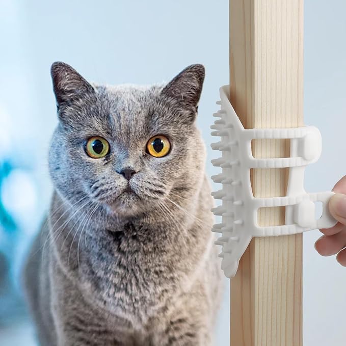 2pcs Self Cleaning Cat Brush, 2-in-1 Tickling Comb Pet Brush Pet Tickling Artifact Cat Grooming Shedding Brush Cat Corner Scartcher for Short/Long Hair Cats Dogs (White)